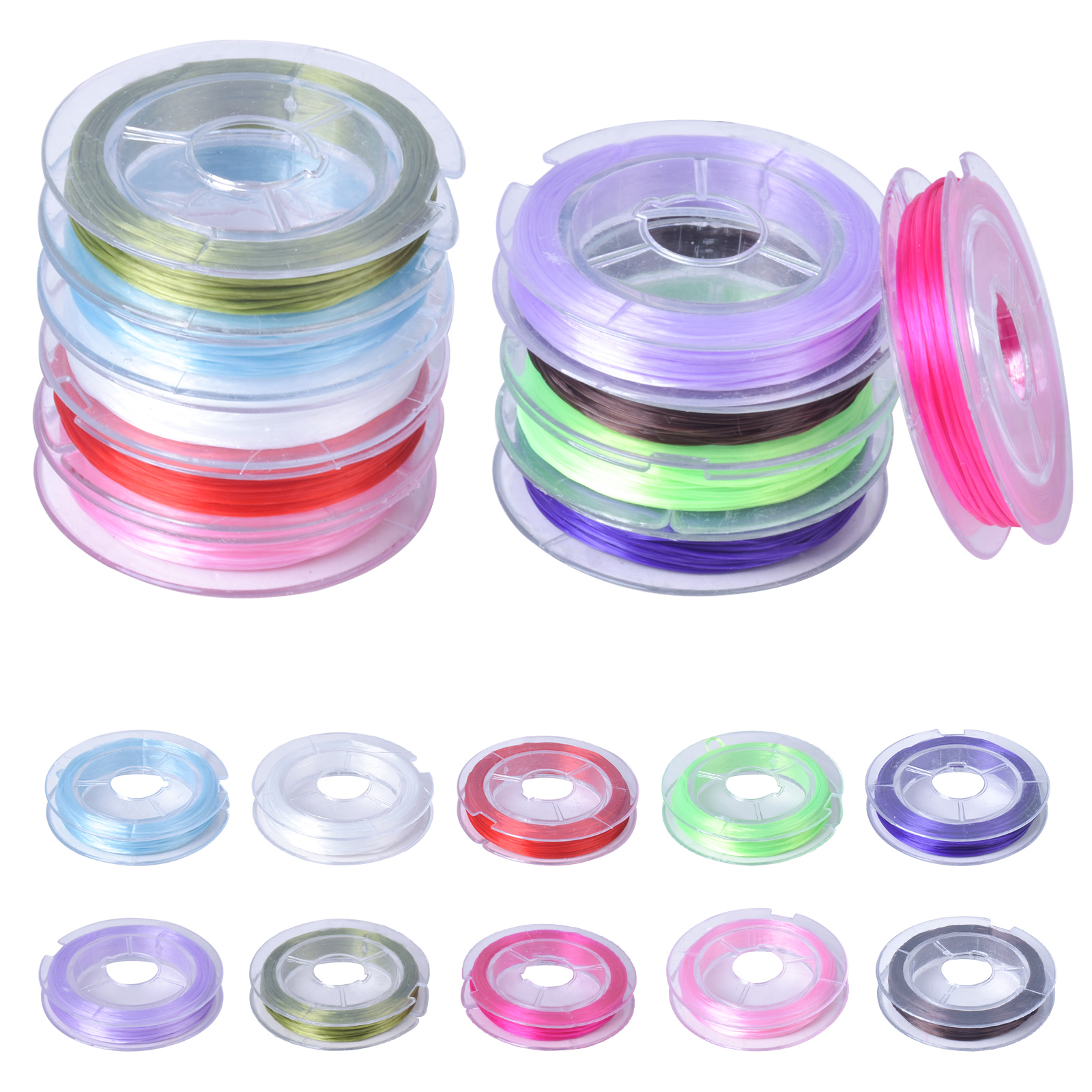 1 Roll Elastic Cord For Diy Making Beaded Bracelets, A Variety Of 4 Colors,  Approx. 10m Per Roll