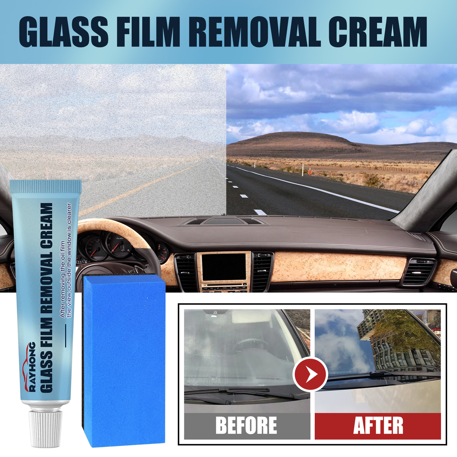 60g Car Glass Oil Film Cleaner Removal Cream Paste Windshield Water Spot  Remover