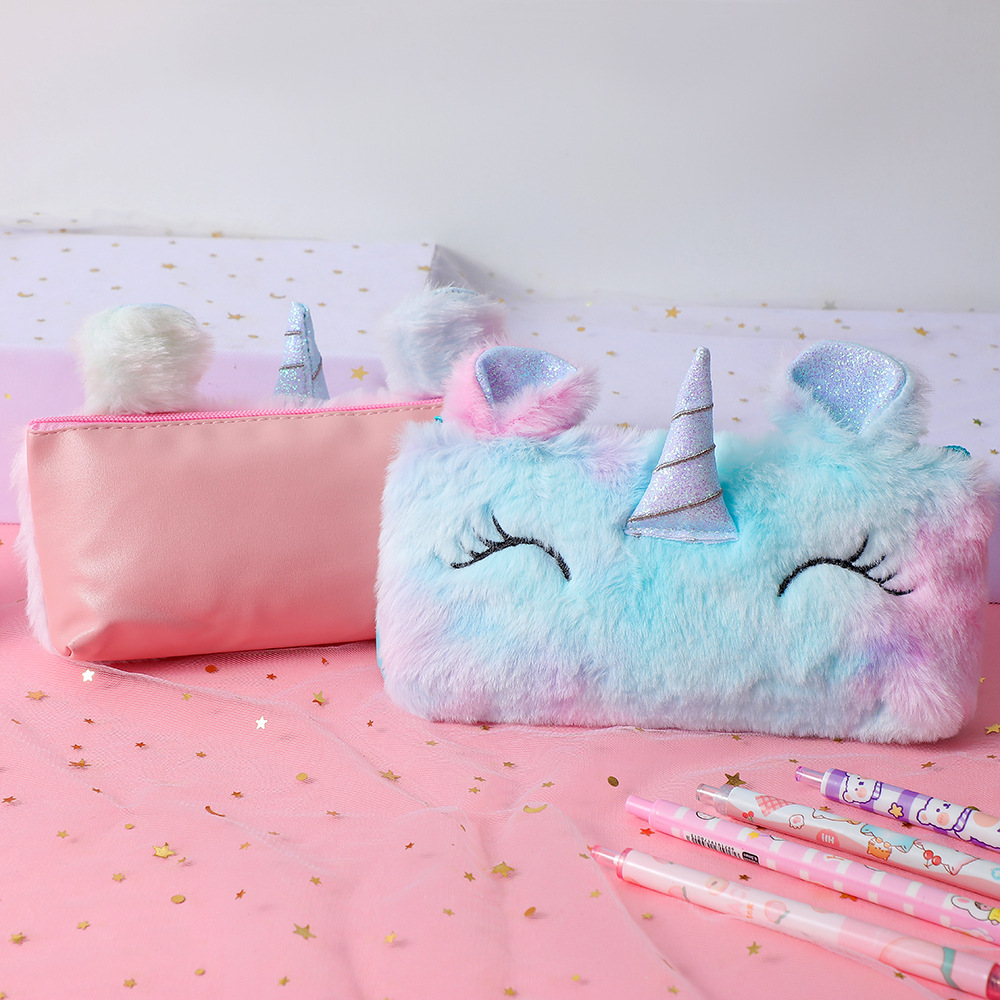 Cute Gift For Girls - Fluffy Unicorn Pencil Case Cosmetic Bag