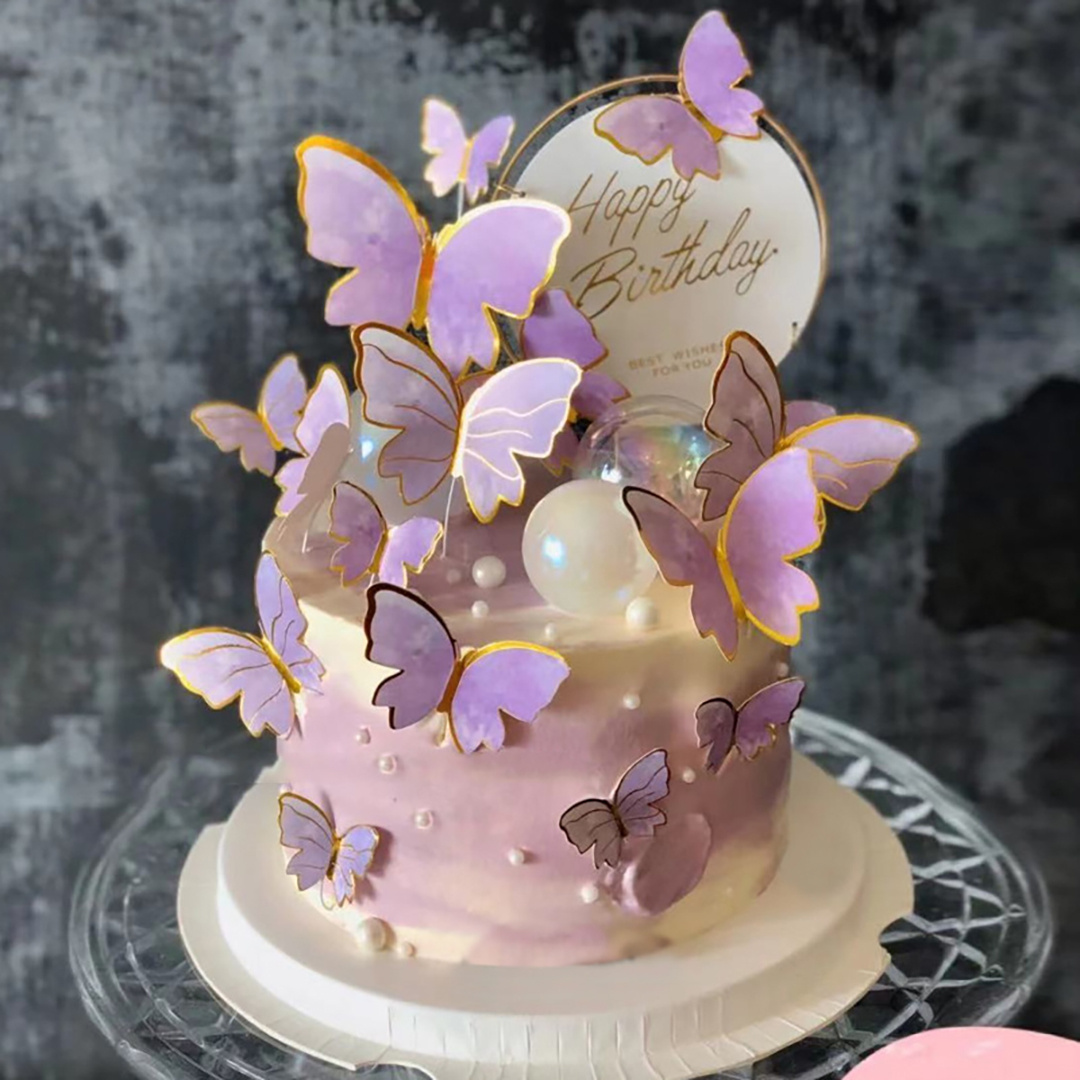 10 Decorazioni Torte Farfalle Dorate Buon Compleanno - Temu