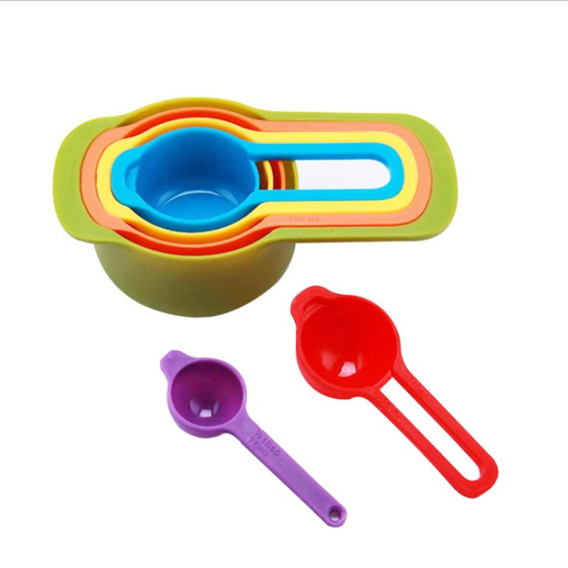 Juego de 12 tazas y cucharas medidoras multicolor, utensilios de cocina de  plást