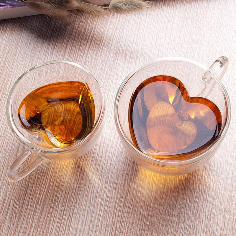 Tasses à double paroi,Tasse à café en verre borosilicaté à double paroi,Vaisselle  à double tasse résistante à la chaleur,Tasse à thé en verre de 250 ml à  bouche ronde,Tasse en verre à