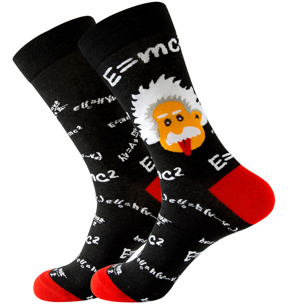 1pair Unisex Funny Print Cotton Novelty Crew Socks For Men And Women ...