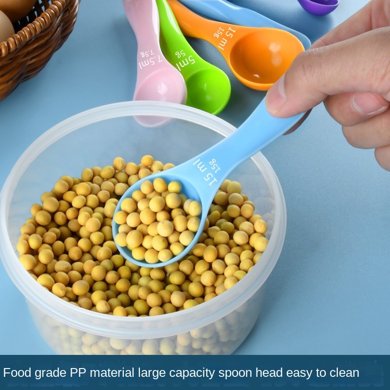 5Pcs/Set Baking Measuring Spoons Seasoning Scoops 2 Scale  1/2.5/5/7.5/15g/ml Hanging for Kitchen