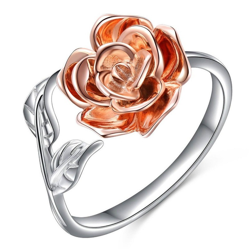  BEINME Anillos de niña para niñas de 12 años de edad, diseño  chapado en oro rosa con diamantes de plata de ley 925, anillo ajustable  para mujer, anillo hueco creativo (oro