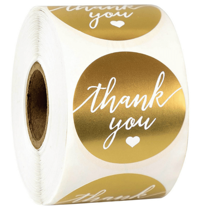 Inch Gold Round Thank You Stickers Labels Waterproof Stationery Sticker Korean Gold Foil