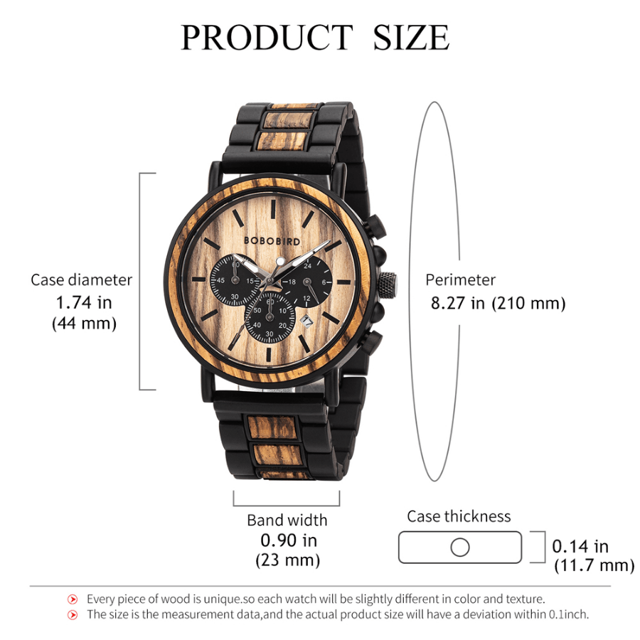 BOBOBIRD P14-1 Hommes Quartz Montre En Bois Bande De Mode Multifonction  Montre-Bracelet Calendrier Date Semaine Affichage Montres , - Achat/vente  montre Homme - Cdiscount