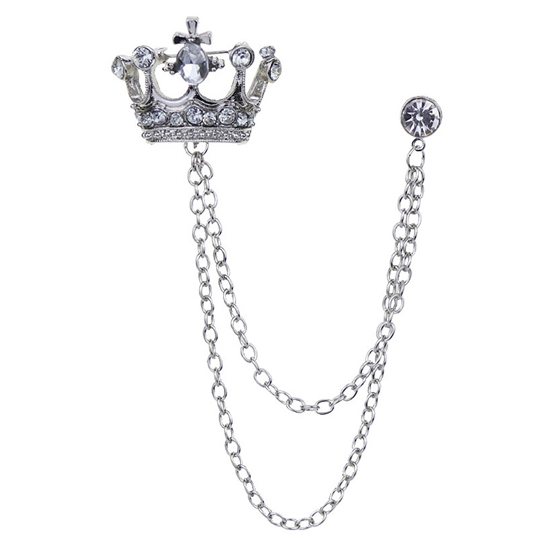 Vintage Crown Brooch Pin For Men English Style Suit Chain - Temu