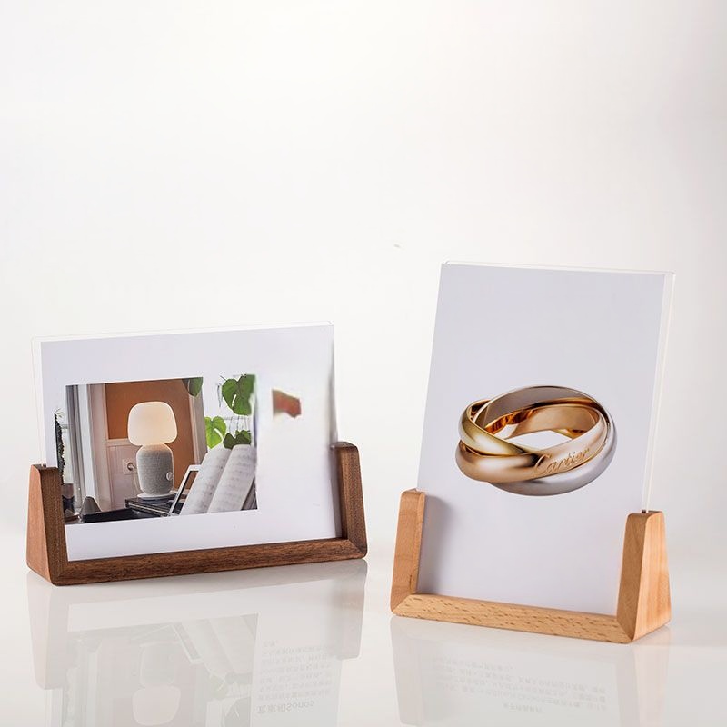 Wood Acrylic Display Stand, Price Tag Table Menu, Clear Plastic Picture ...