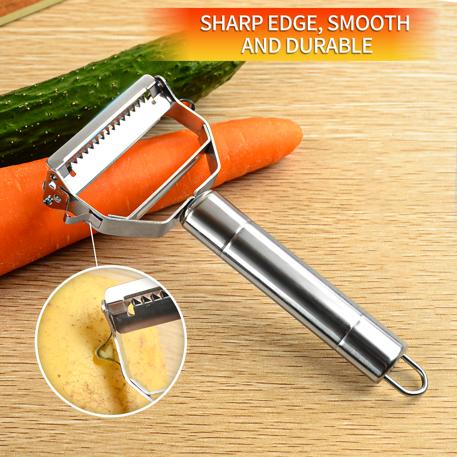 Stainless Steel Potato Julienne Peeler Carrot Grater Fruit Vegetable Cutter  Tool