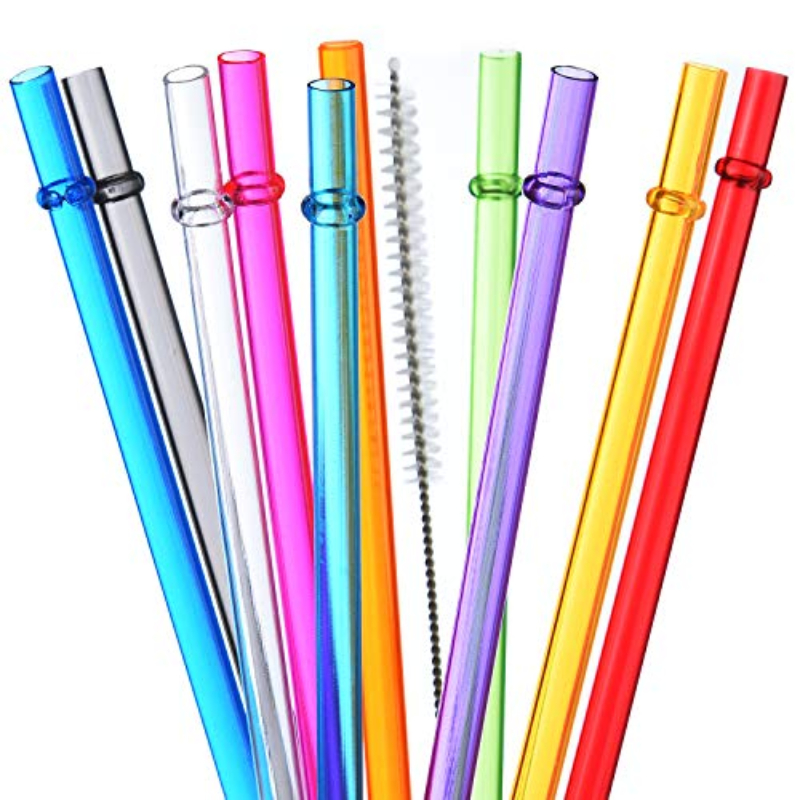 Romooa Christmas Plastic Reusable Straws Christmas 9 Inch Hard Plastic  Straws Candy Stripe Drinking Straws with 2 Cleaning Brushes for Tumbler