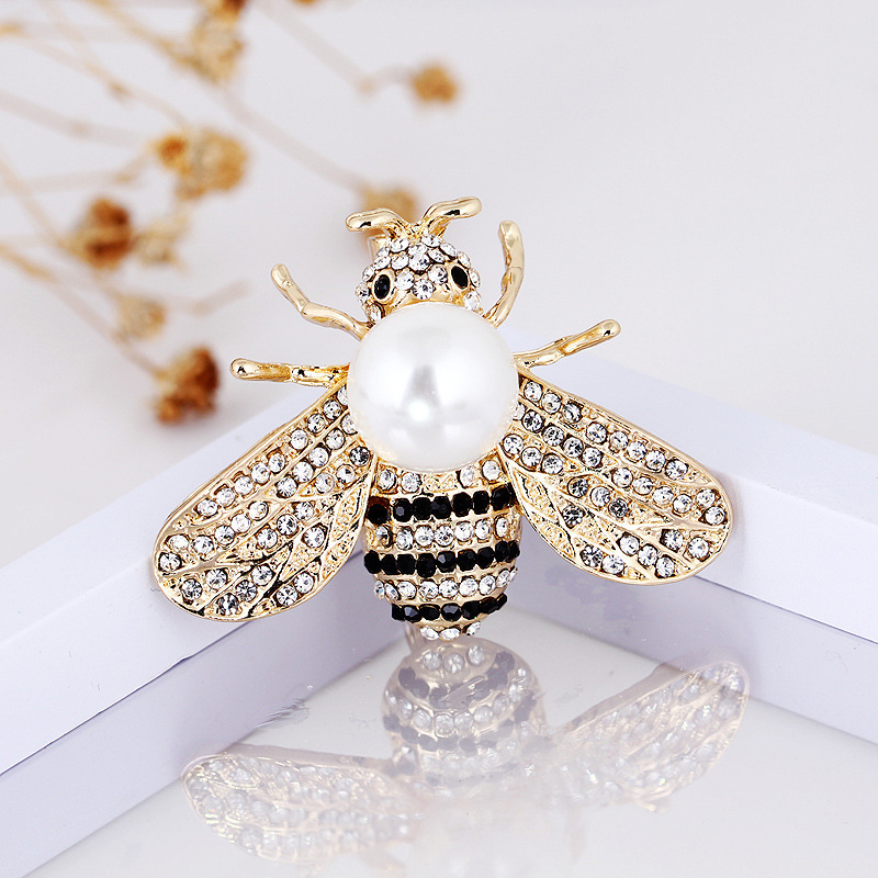 New Fashion Bee Magnet Brooch Pearl Rhinestone Flower Safe Hijab No Hole  Pins Shirt Scarf Buckle Brooches for Women Accessories