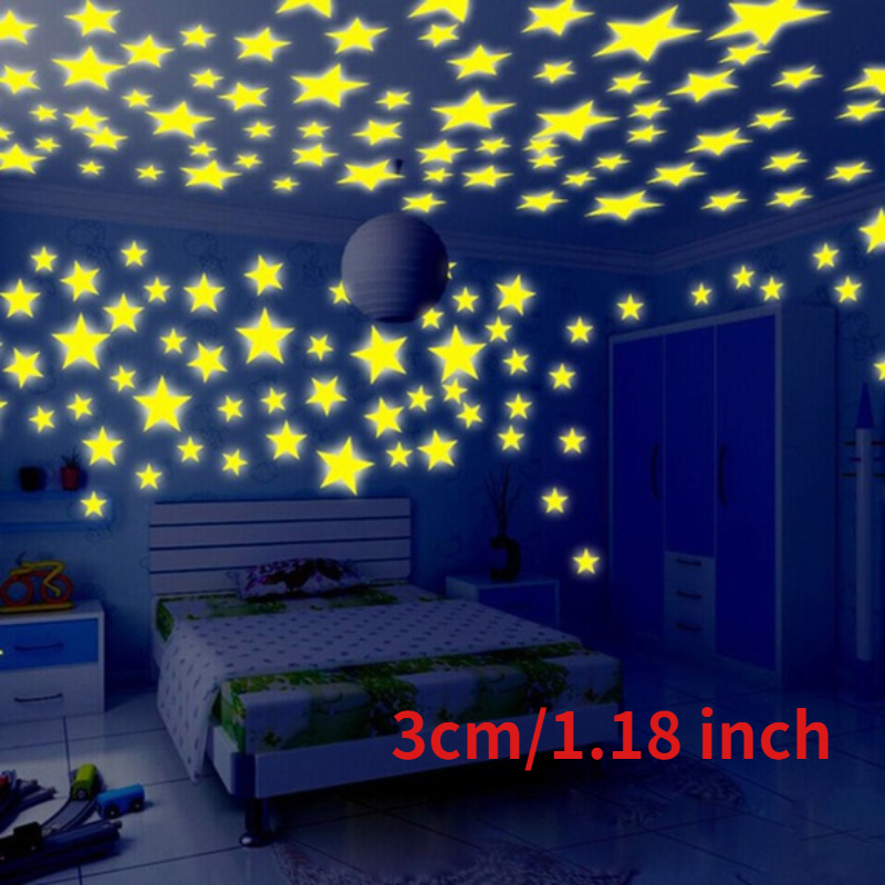 Estrellas luminosas, 100 piezas pegatinas luminosas Decals_tmall de pared