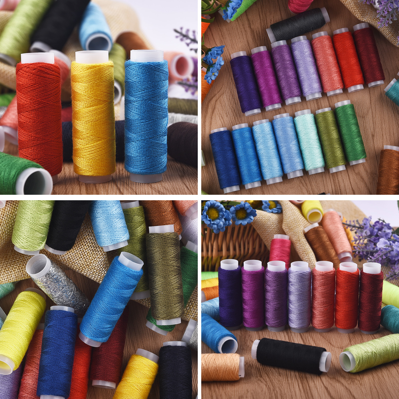  Sewing Thread 24 Colors Sewing Industrial Purpose for Machine  and Hand Stitching 1000 Yards Polyester