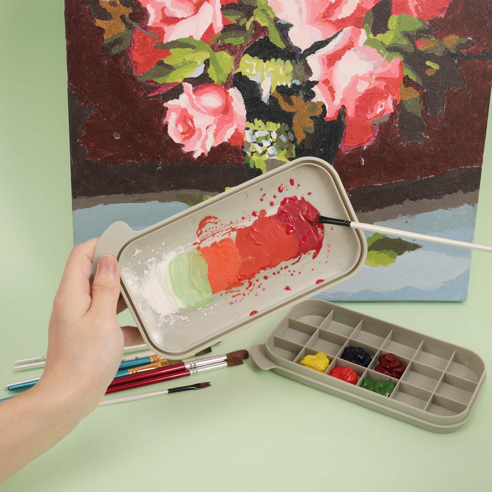 Paint Brush Holder And Organizer With Stay Wet Palette - Temu