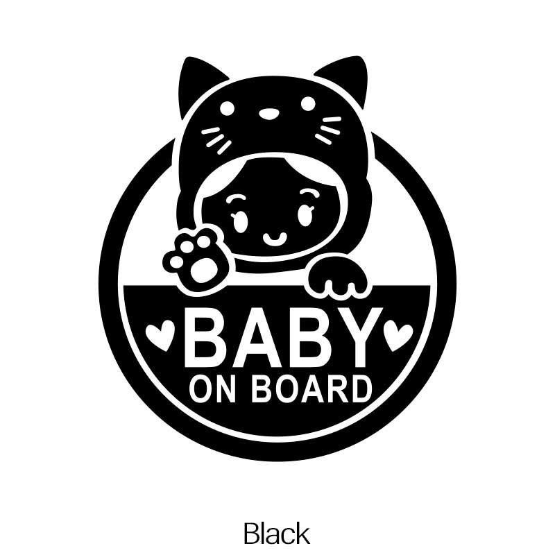 BABY ON BOARD AUFKLEBER Schwarz Mädchen Sticker Black Auto