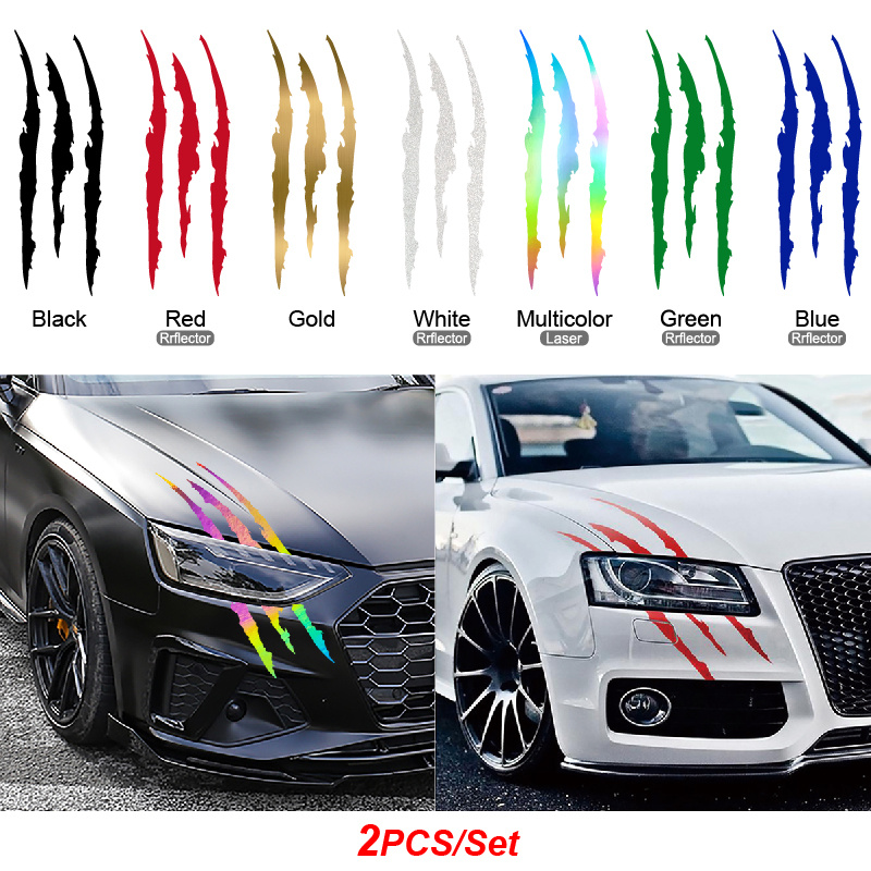  Claw Marks Headlight Decal, Car Sticker Stripes Scratch Decal  with Safety Warning Reflective Stickers,Vinyl Waterproof Decal Car Modified  Decoration for Sports Cars SUV Motorcycles