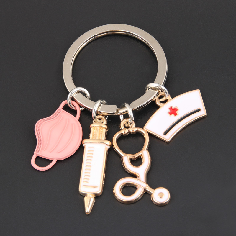 

Nurse Mask Syringe Stethoscope Keychain Bag Key Chain Keyring Ornament Bag Purse Charm Accessories