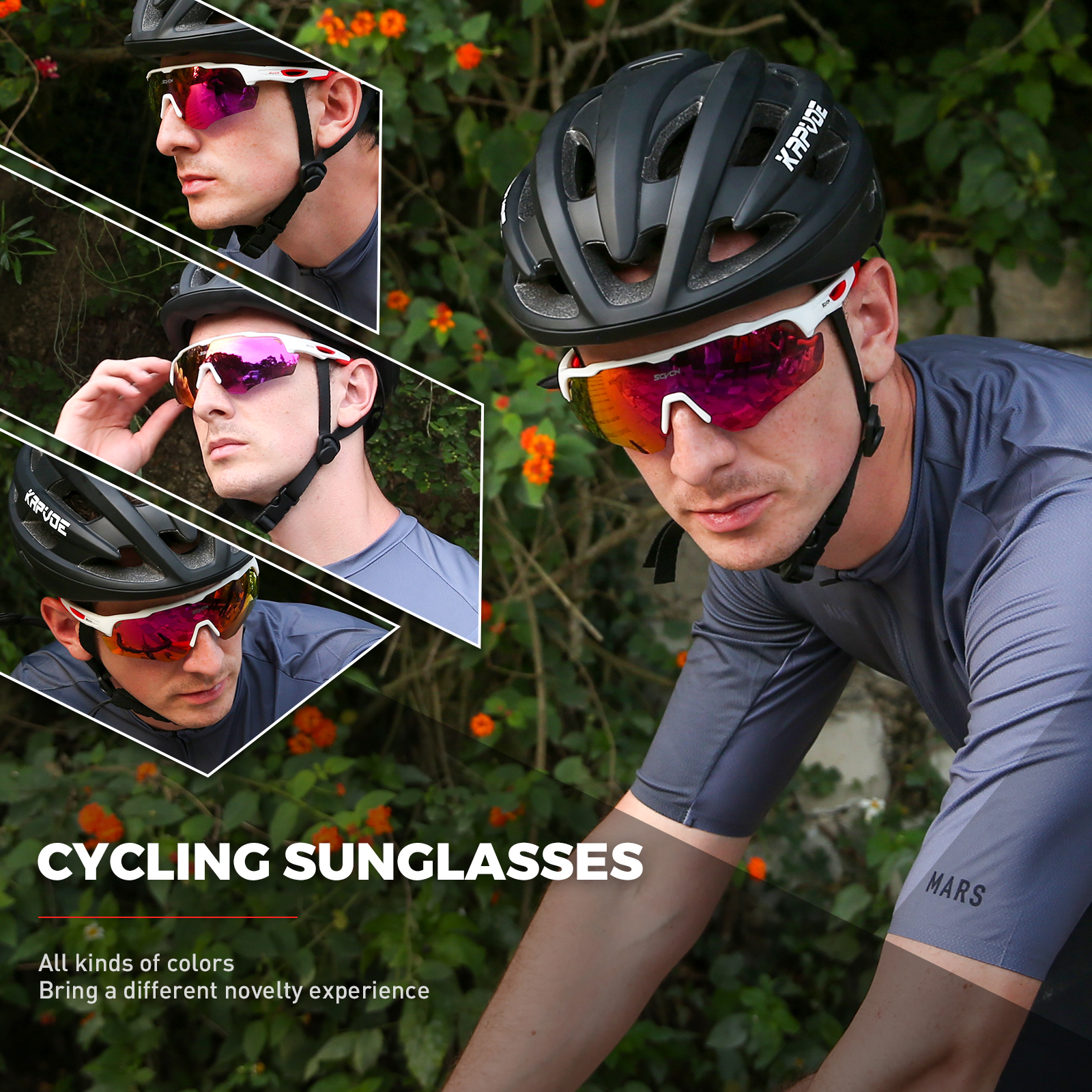 SAVCN Cycling Sunglasses for Men and Women - 3 Interchangeable Lenses for  MTB, Road Biking, Running, Golf, Fishing - UV400 Protection and Windproof Ey
