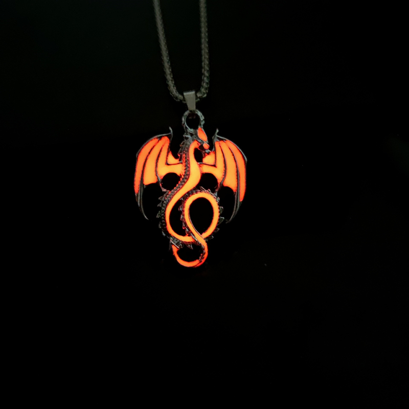Image of Luminous Necklace Dragon Pendant Necklace Punk Gothic Luminous Necklace Jewelry Accessories Gift