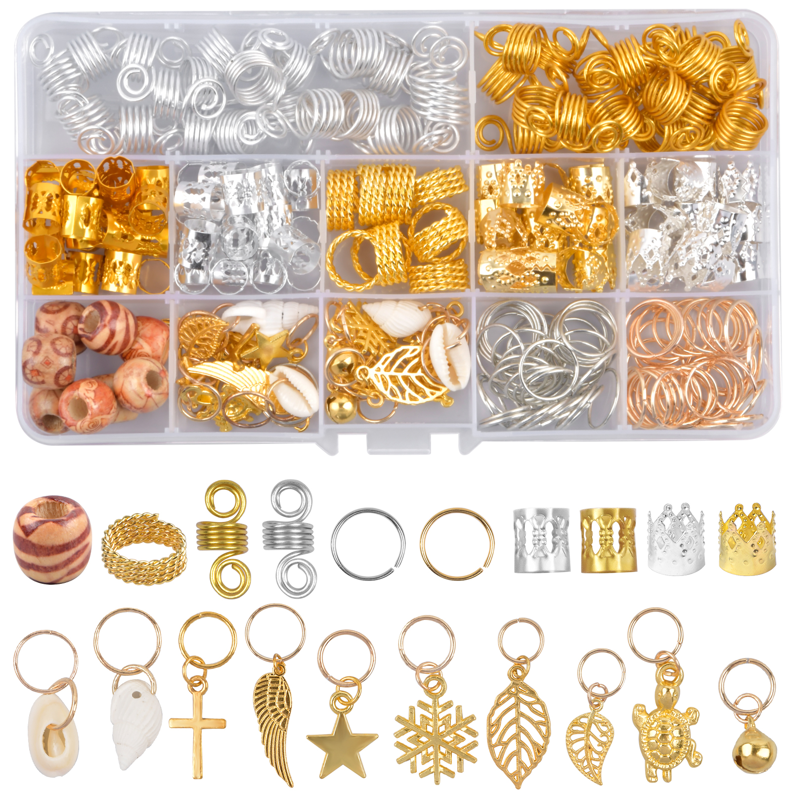 Wholesale CRASPIRE 40Pcs 8 Colors Butterfly Hair Rings Aluminum Golden Hair Beads  for Braids Hair Coils Jewelry Dreadlocks Braiding Hair Cuffs Pendants Clips  for Woman Hairdressing Makeup Accessories Styling 