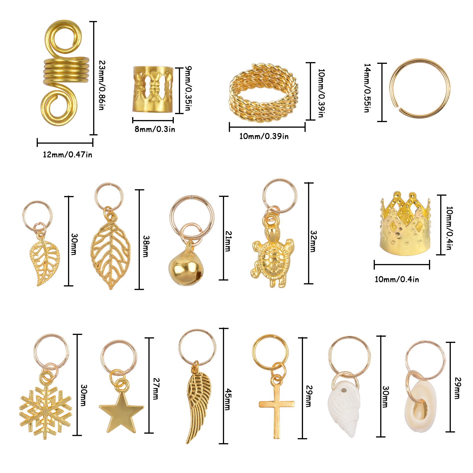 Decorative Hair Charms in Silver/Gold Gold-Style2