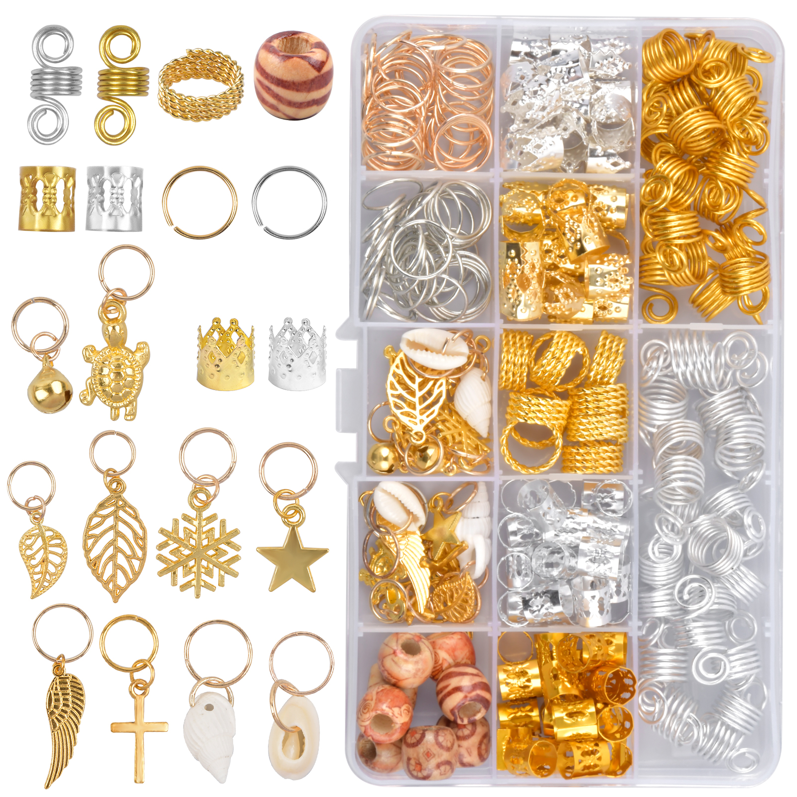 Decorative Hair Charms in Silver/Gold Gold-Style2