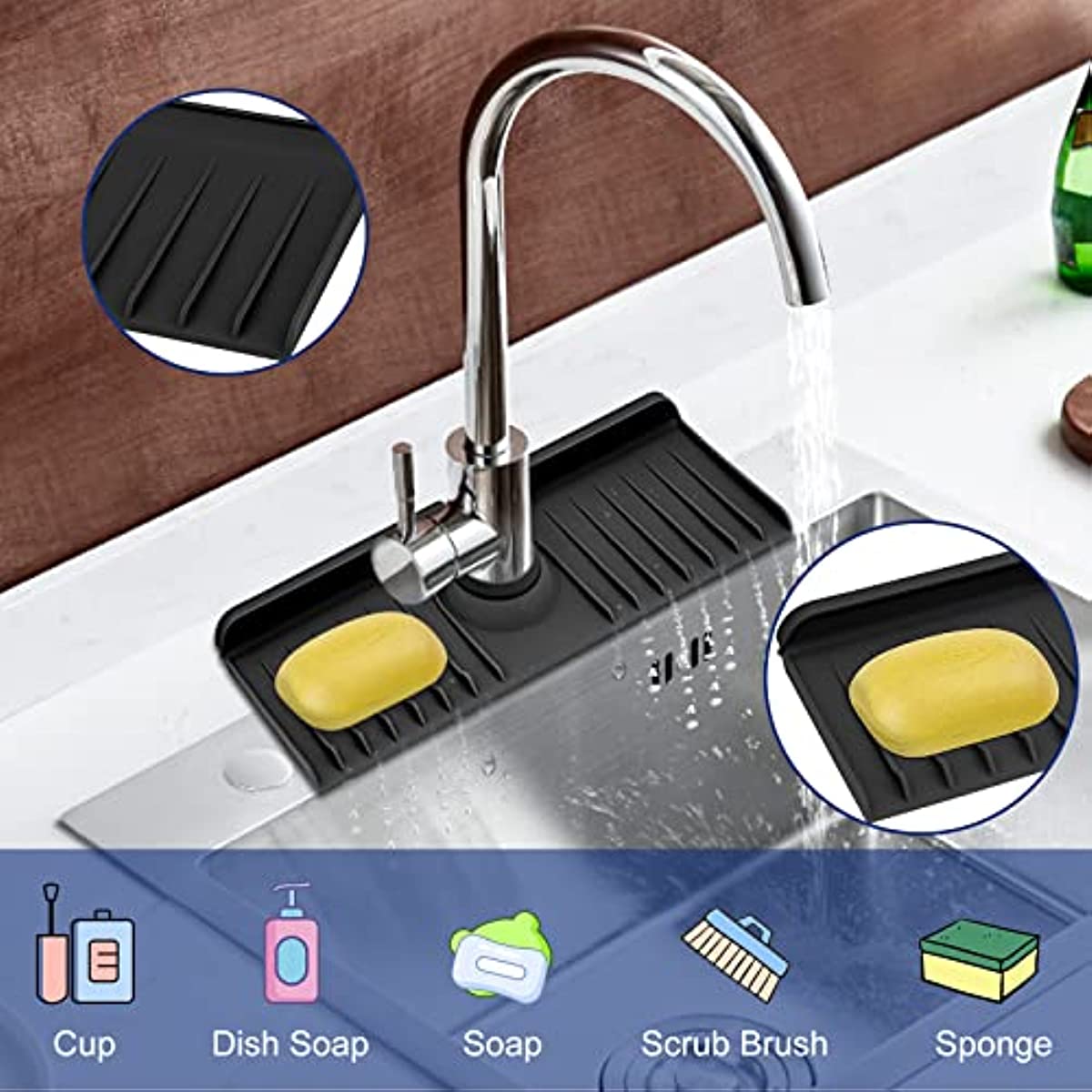 Faucet Drain Mat, Kitchen Sink Splash Guard, Diatom Mud Faucet Handle Drip  Tray, Non-slip Kitchen Protective Gadget, Sink Accessories - Temu