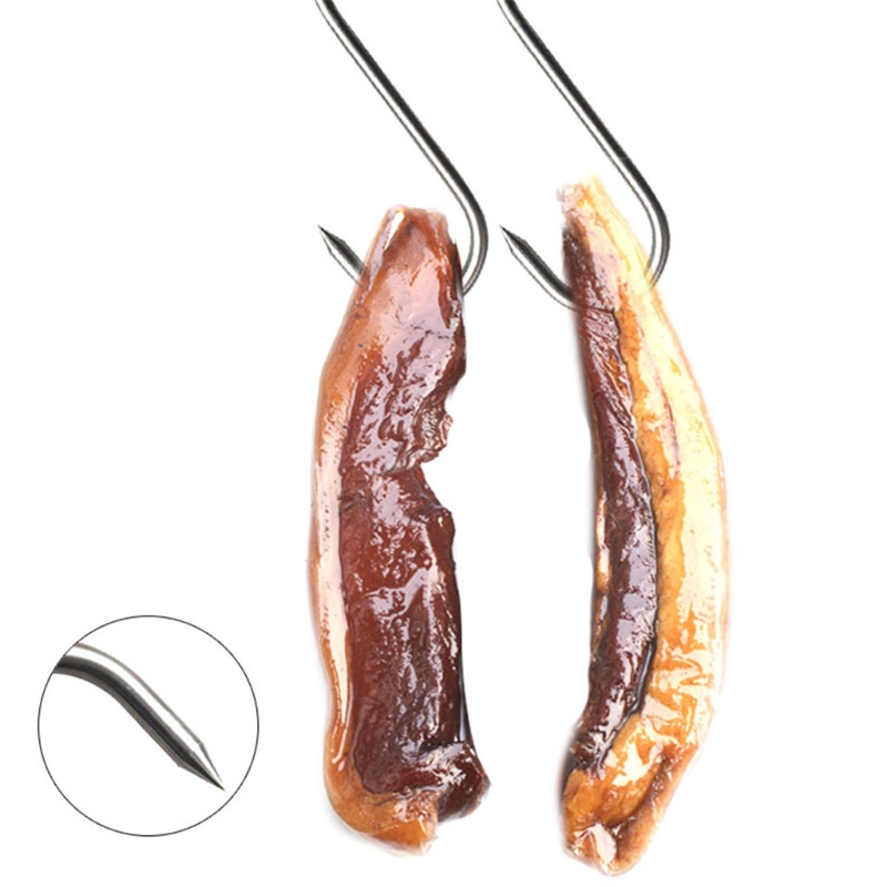 1pc Stainless Steel Meat Hook Wooden Handle T Shaped Hanging Hook Butcher  Hook (Random Pattern of Wooden Handle) 
