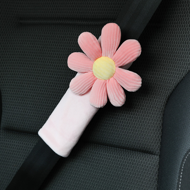 Car plush headrest creative sun flower car neck pillow back pillow lumbar  head support cushion women's car i…