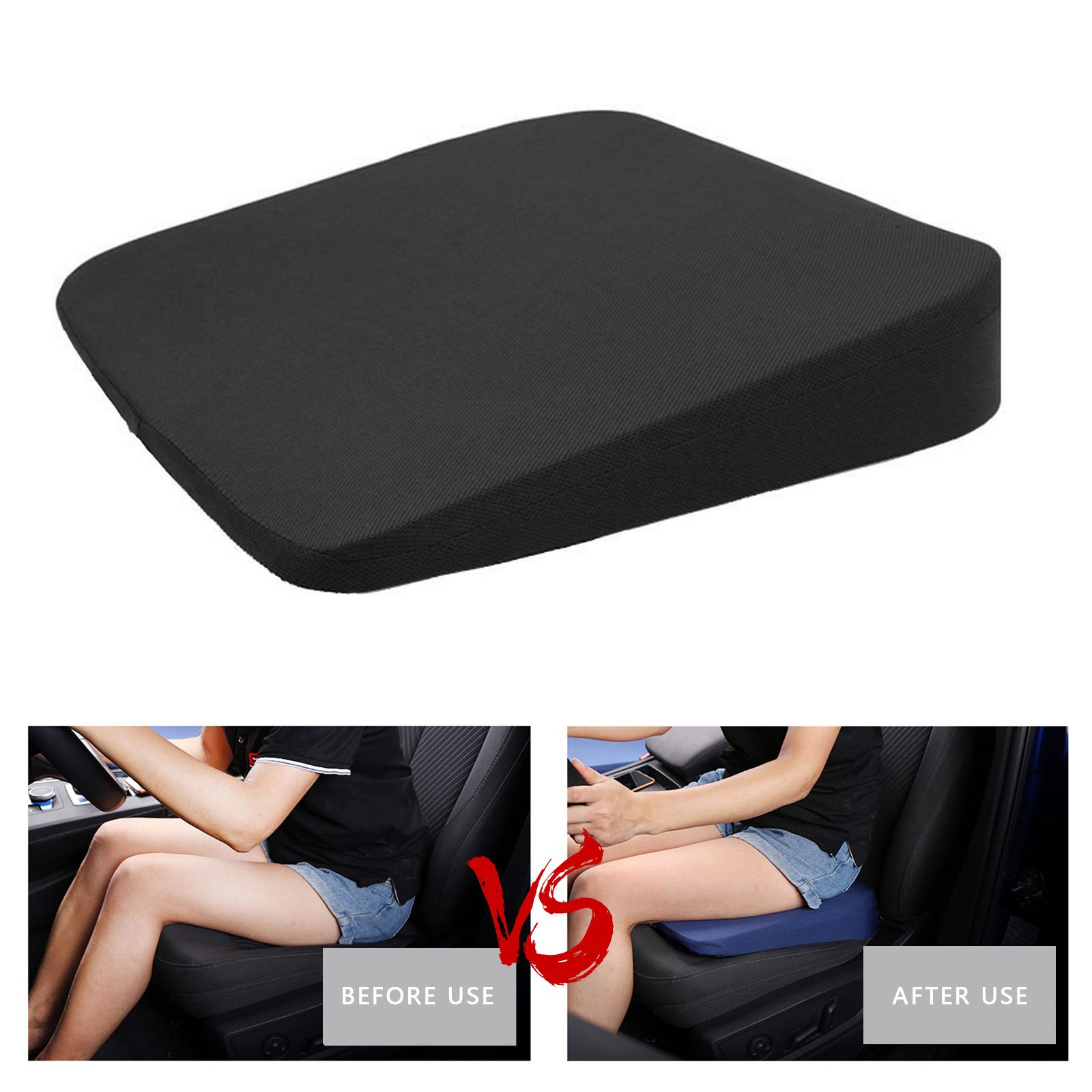 Car Seat Cushion for Driver Thick Memory Foam Car Heightening Seat Cushion Lower Back Pain Relief Back Support Cushion for Car Office Chair