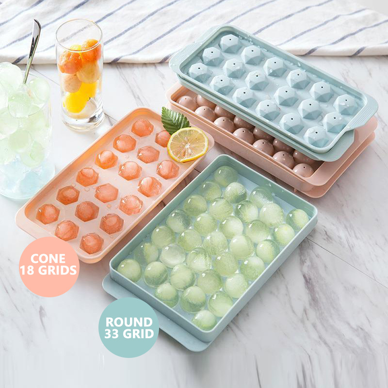 33 Ice Cube ball Trays with covers Diamond Shape Easy-Release PP