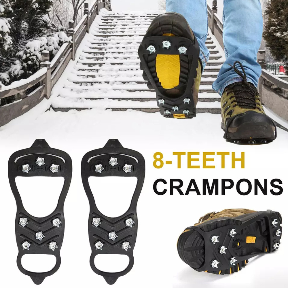 1 Paire 8 Studs Dents Anti-Dérapant Non Slip Ice Cleats Crampons