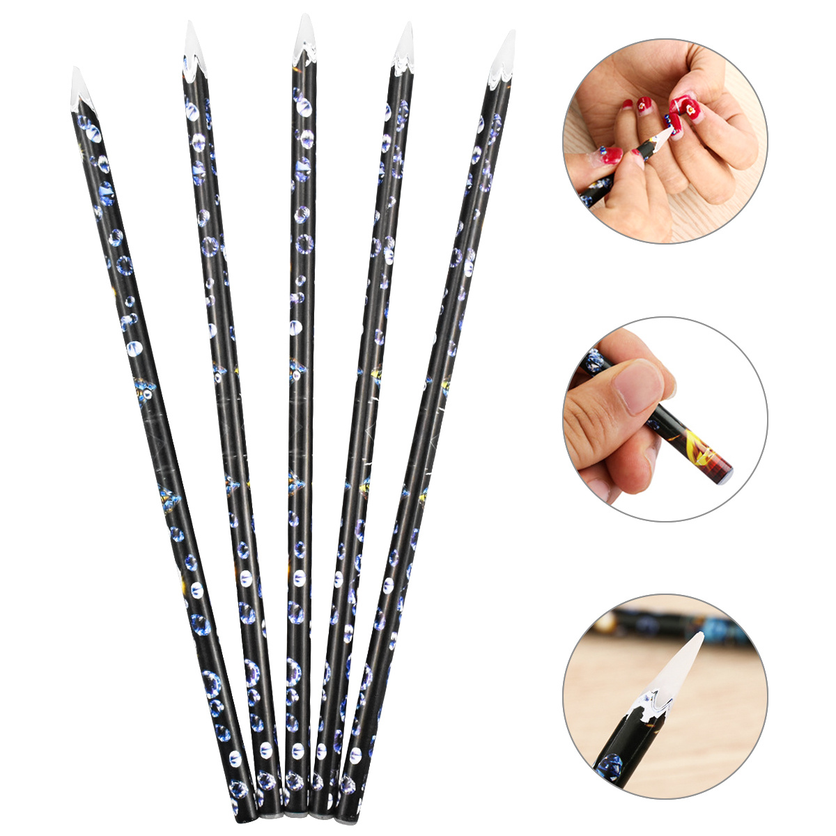Candy-colored Nail Tweezers Rhinestones Stickers Picking Tool Straight Hook  Picker Dead Skin Remover Makeup Nail Art Tools