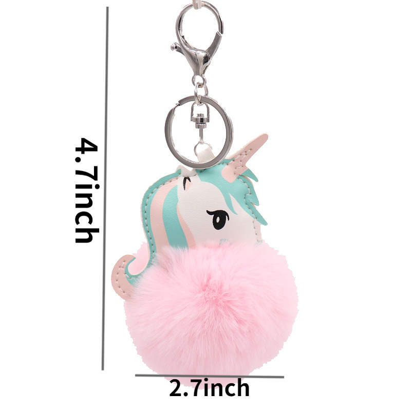 Pink Unicorn Fluff Keychain