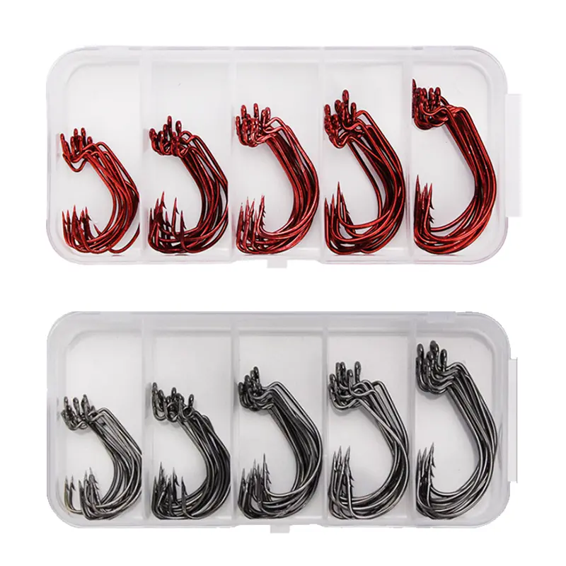 50pcs/100pcs Premium Fishing Hooks Set - High Carbon Steel, Ultra Sharp,  All-In-One Box for Freshwater and Saltwater Fishing