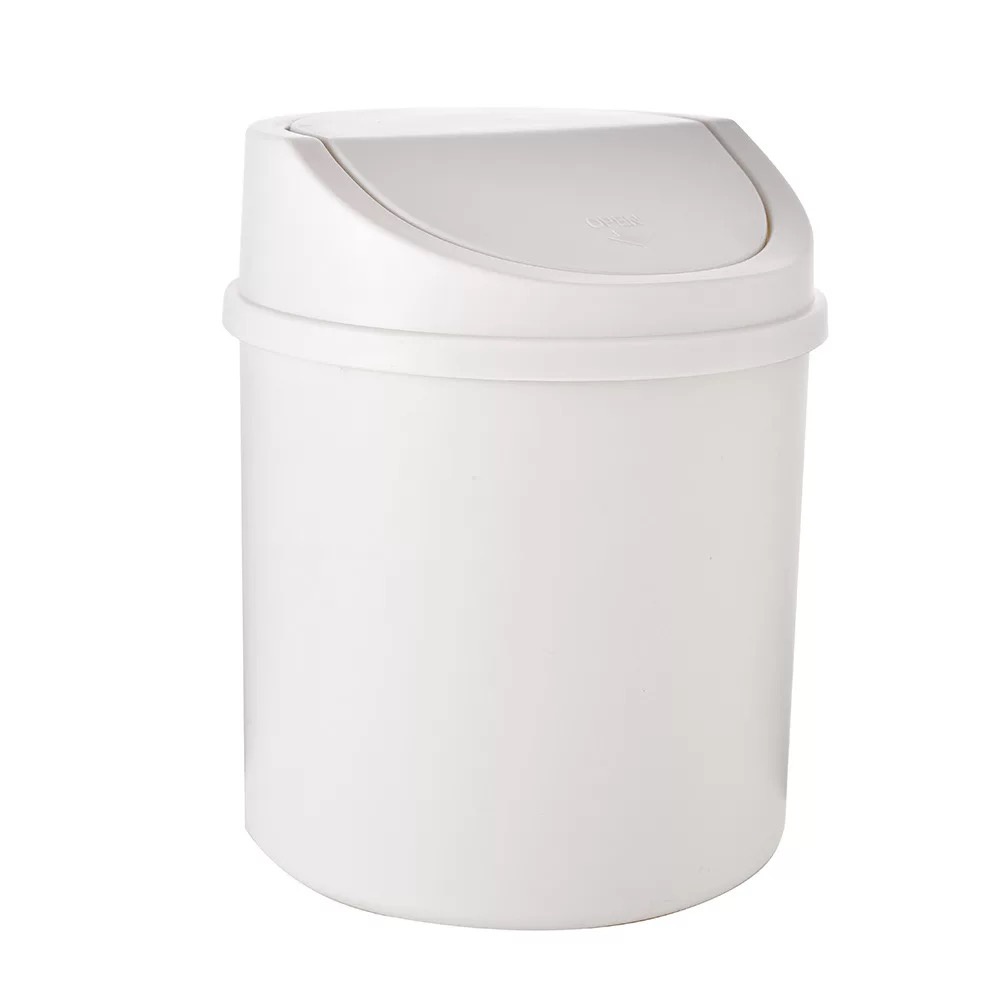  Cubo de basura pequeño con tapa, fondo de textura de mármol  blanco, cubo de basura redondo, cubierta a prueba de perros, papelera para  cocina, baño, sala de estar, 1.8 galones 