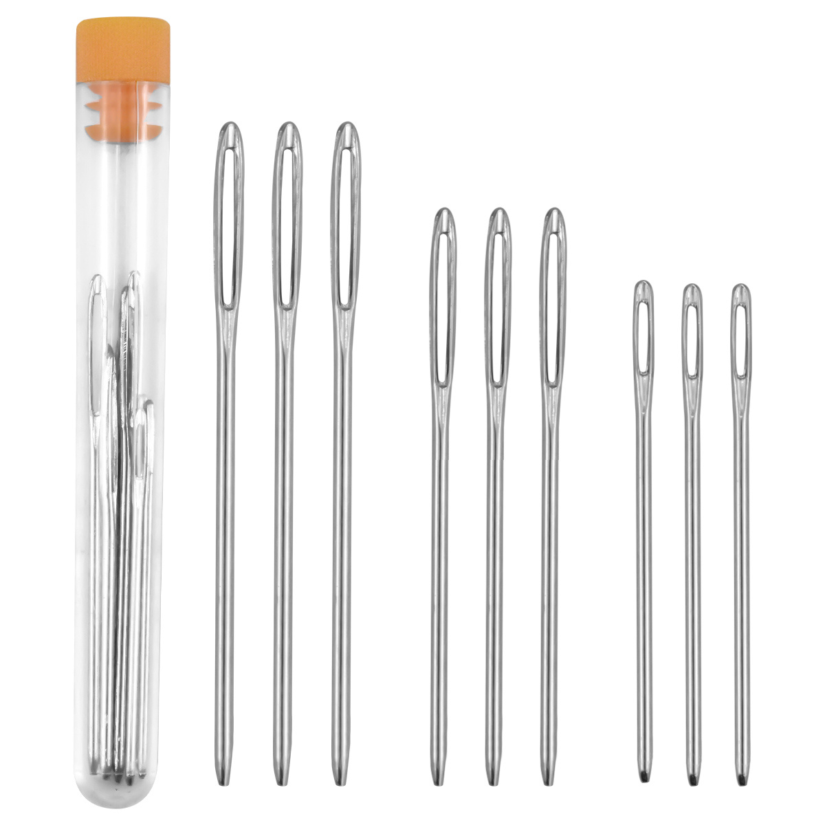 25pcs/set Large-Eye Needles Stitching Needles Big Eye Hand Sewing Needles  In Clear Storage Tube For Stitching, Sewing And Crafting