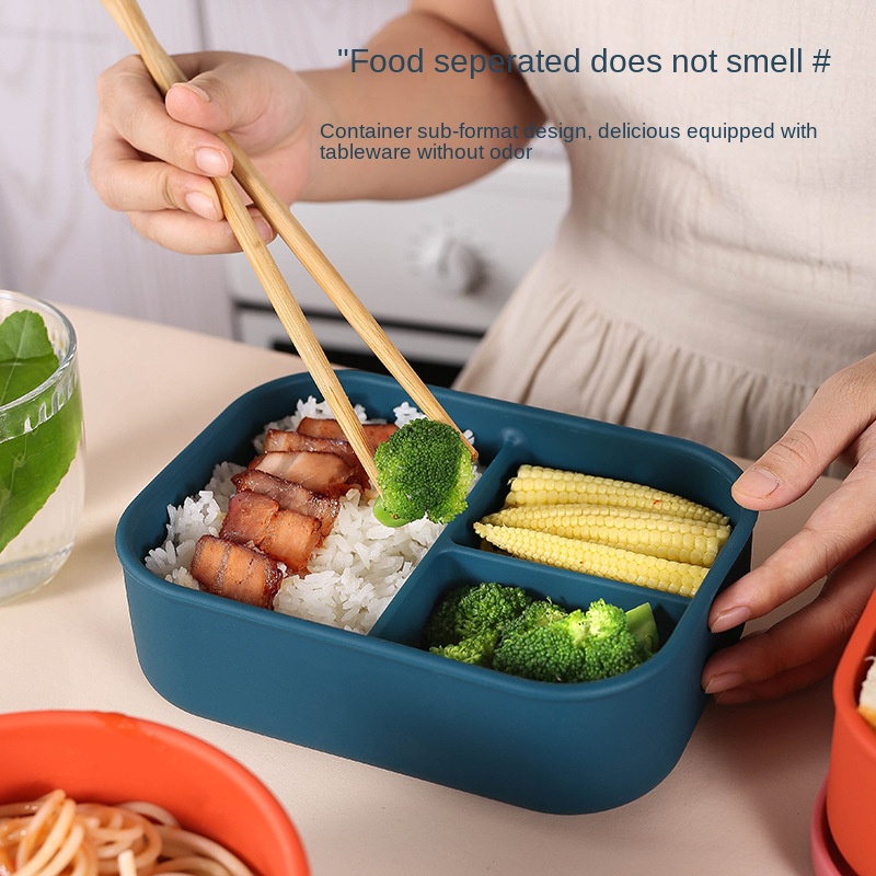 1pc Silicone Lunch Box Set Can Be Heated In Microwave Oven - Temu