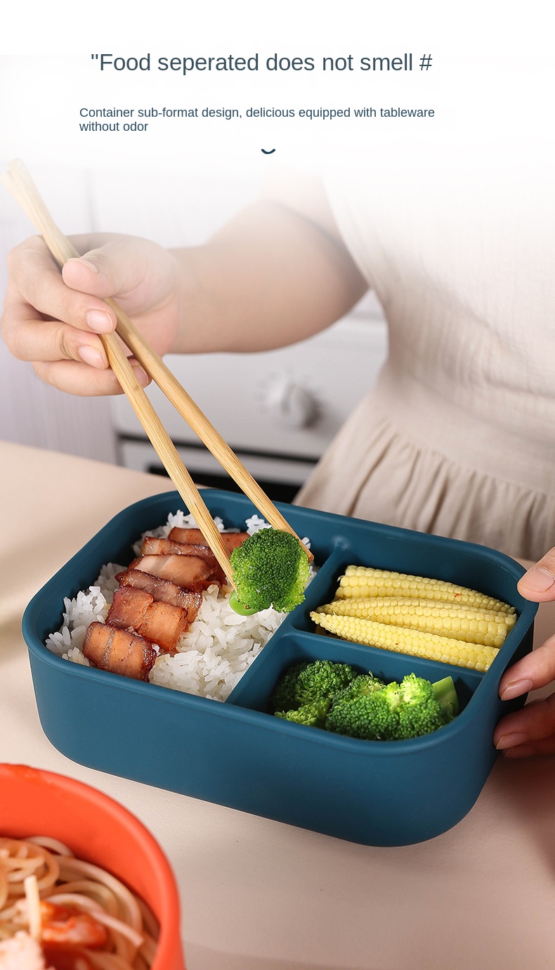 1pc Silicone Lunch Box Set Can Be Heated In Microwave Oven - Temu