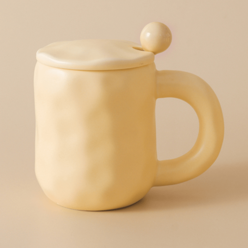 Cute Ceramic Mug With Spoon And Lid Perfect For Morning - Temu