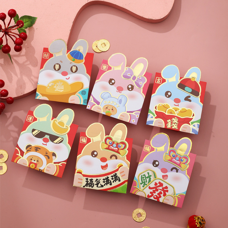 6pcs/set Cute Cartoon Cattle Spring Festival Red Envelope Best Wishes Lucky  Money New Year's Red Envelope