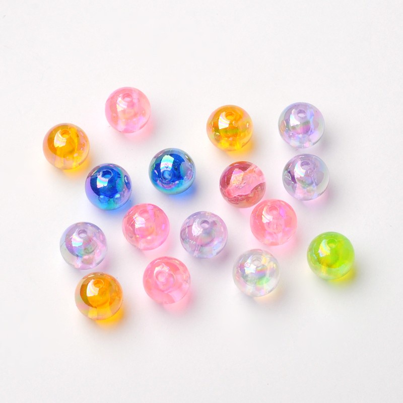 Set Frosted Round Transparent Glass Beads Mixed Color - Arts