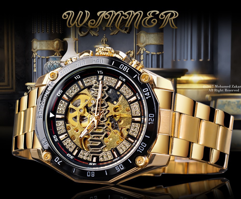 Winner New European and American Style Men's Fashion Leisure Hollow out Mechanical Movement Automatic Mechanical Watch Fashion Watch
