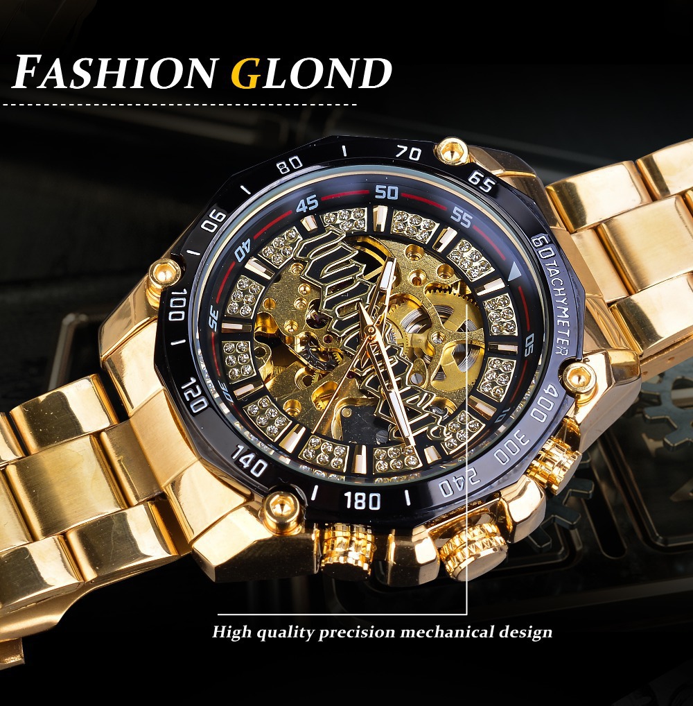 Winner New European and American Style Men's Fashion Leisure Hollow out Mechanical Movement Automatic Mechanical Watch Fashion Watch