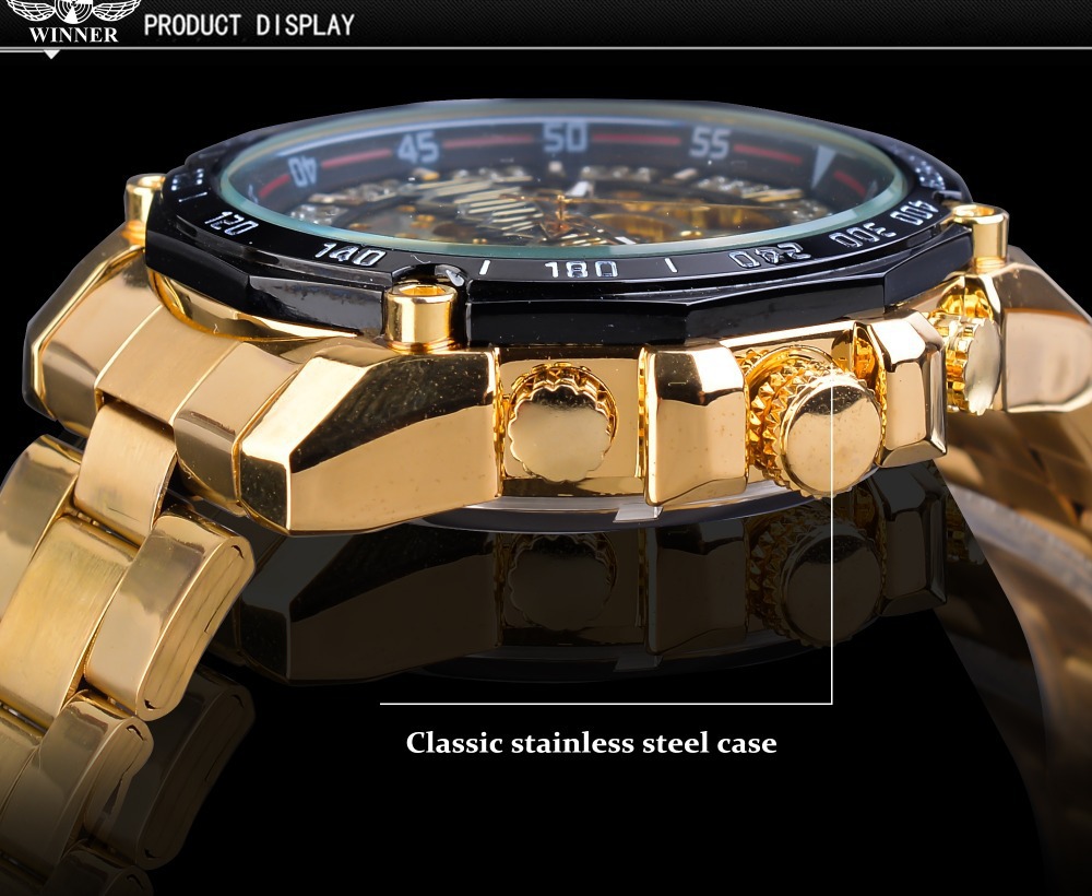 Winner New European and American Style Men's Fashion Leisure Hollow out Mechanical Movement Automatic Mechanical Watch Fashion Watch