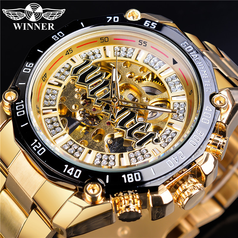 Winner New European and American Style Men's Fashion Leisure Hollow out Mechanical Movement Automatic Mechanical Watch Fashion Watch