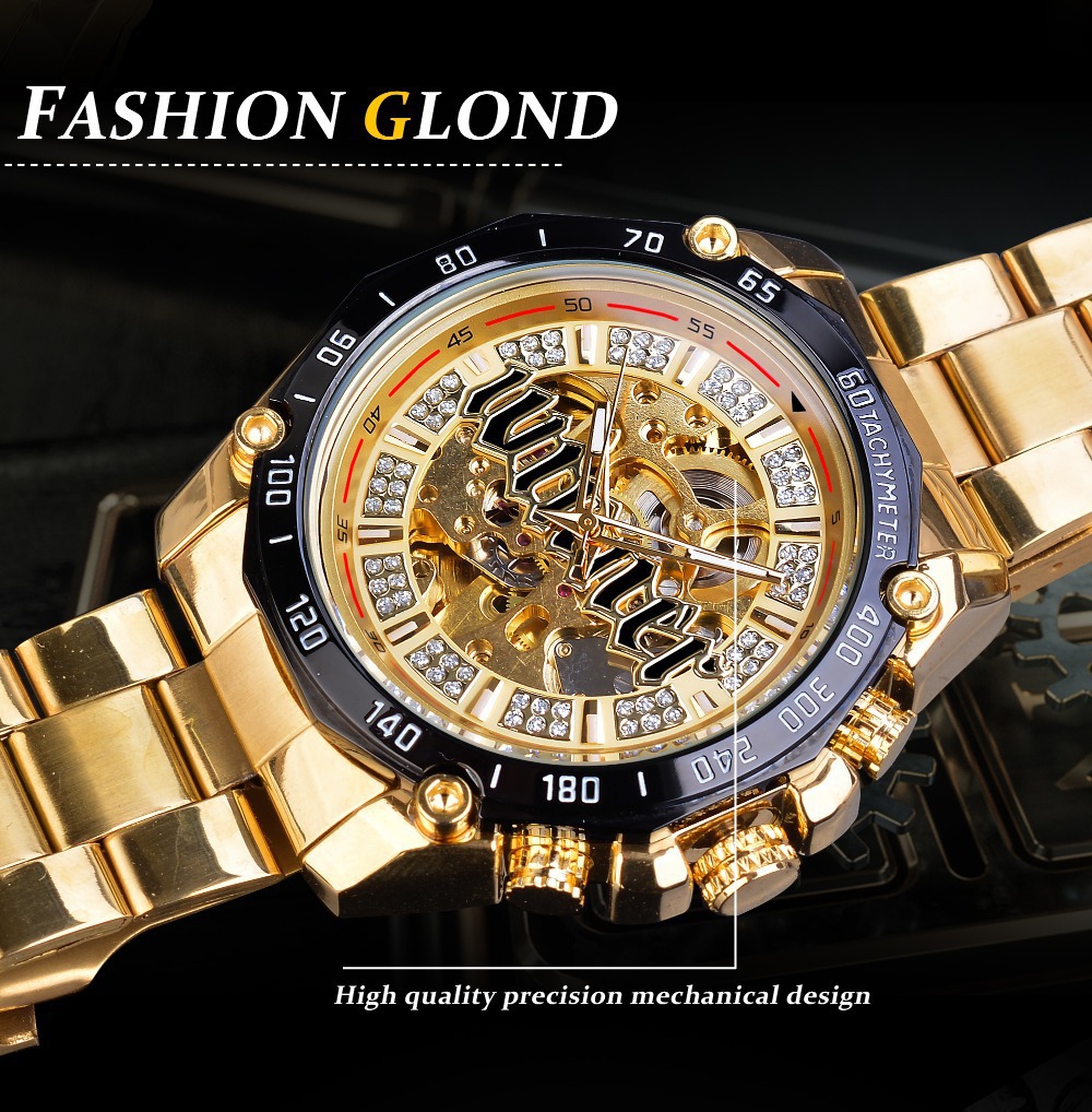 Winner New European and American Style Men's Fashion Leisure Hollow out Mechanical Movement Automatic Mechanical Watch Fashion Watch