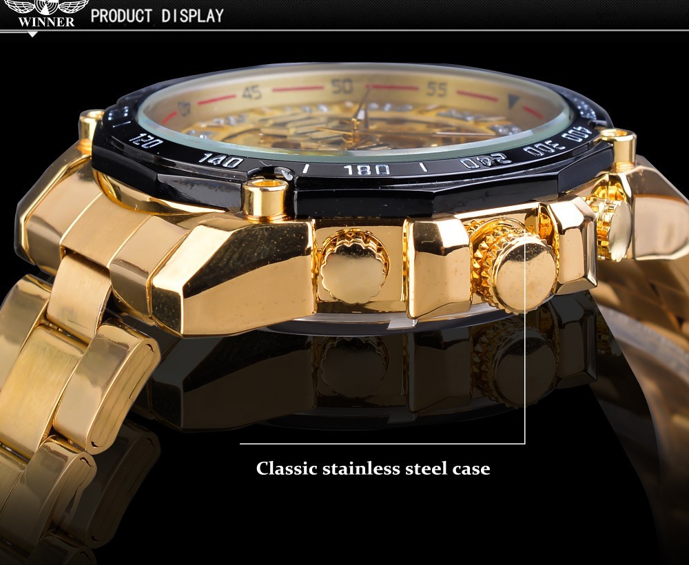Winner New European and American Style Men's Fashion Leisure Hollow out Mechanical Movement Automatic Mechanical Watch Fashion Watch