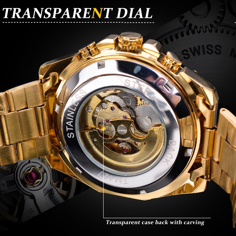 Winner New European and American Style Men's Fashion Leisure Hollow out Mechanical Movement Automatic Mechanical Watch Fashion Watch